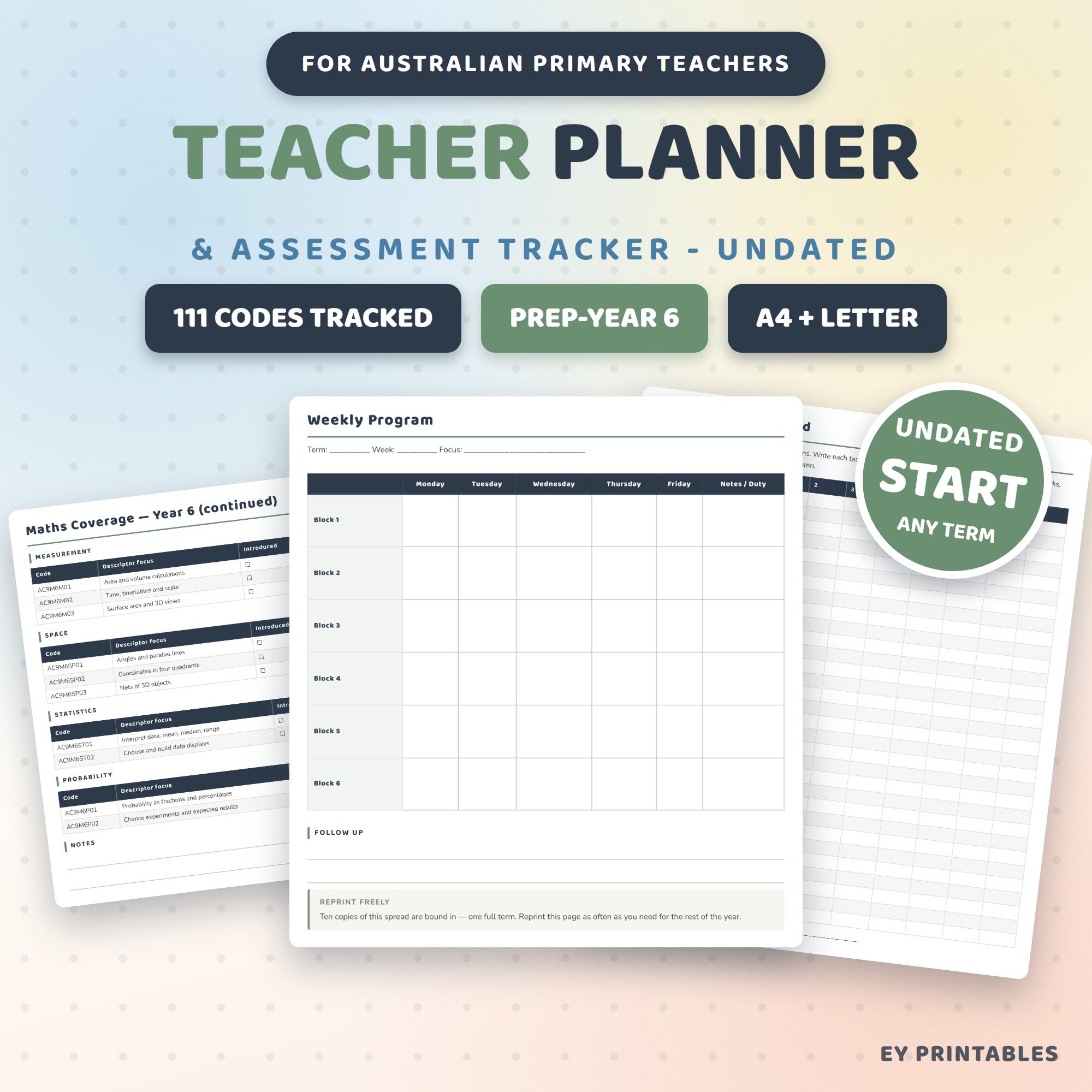 Teacher Planner & Assessment Tracker